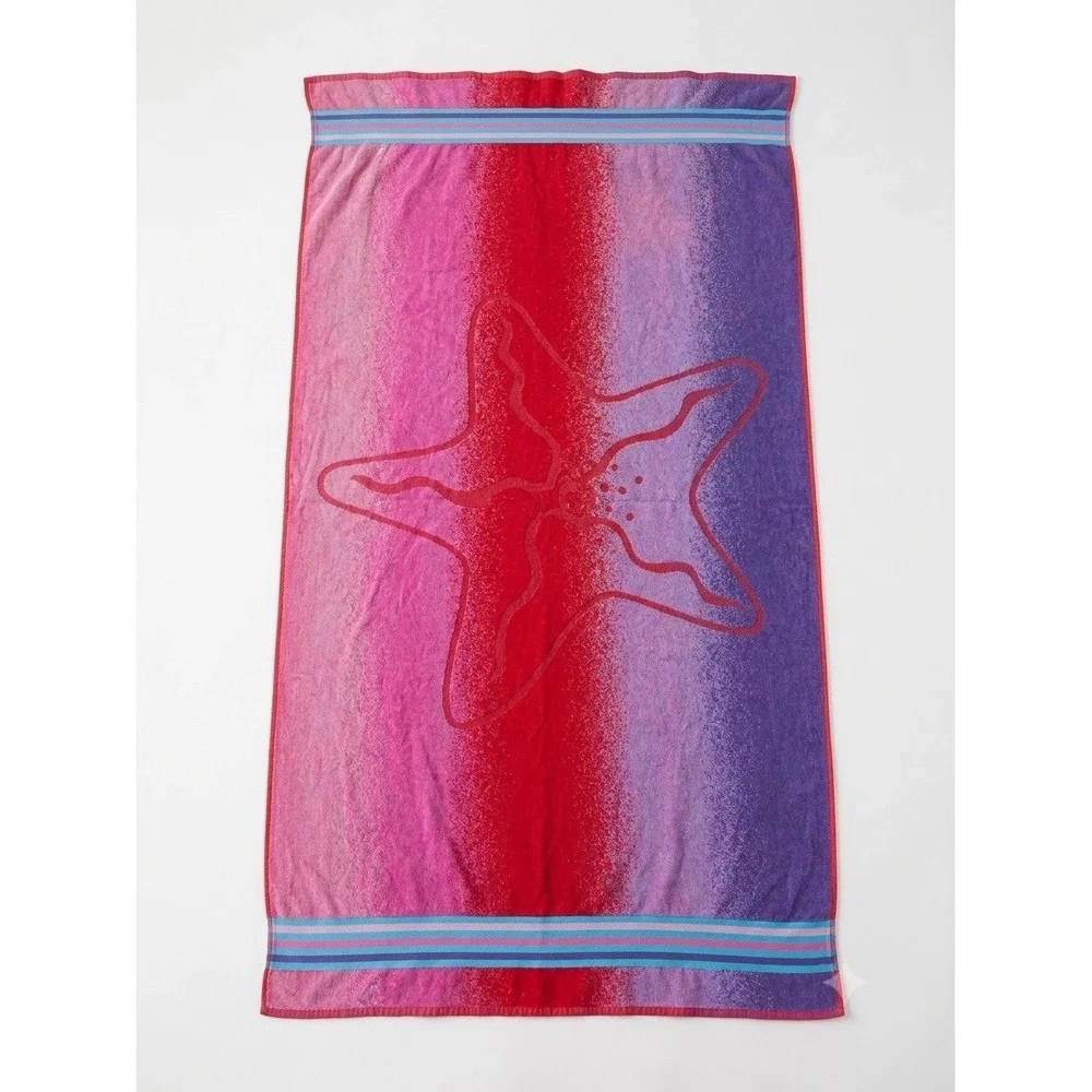 VTG Palm Cove Starfish Multicolor Beach Towel 100% Cotton Vacation 66
